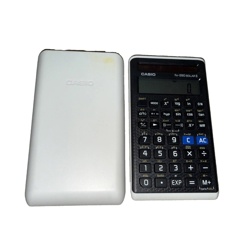 CASIO FX-260 II Solar  Calculator With Slide Case Black USED